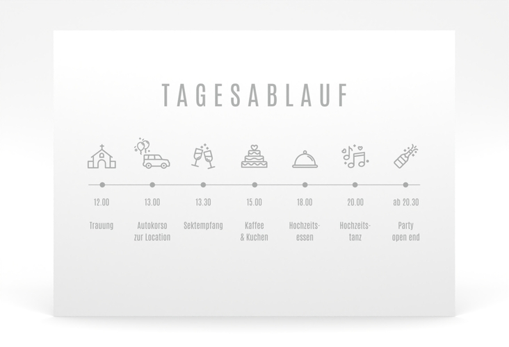 Tagesablauf Poster Hochzeit Memory 70 x 50 cm Poster weiss