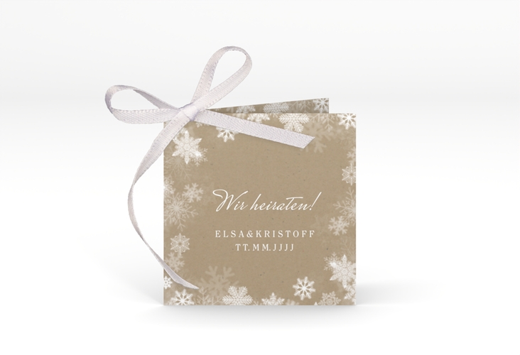 Geschenkanhänger Hochzeit Snowfall Geschenkanhänger 10er Set Kraftpapier mit Schneeflocken für Winterhochzeit