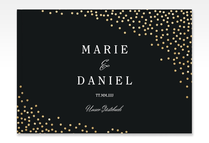 Gästebuch A4 quer Glitter A4 quer, Hardcover schwarz