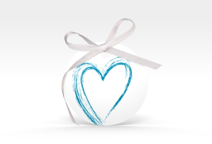 Geschenkanhänger Hochzeit Liebe Geschenkanhänger, rund tuerkis hochglanz