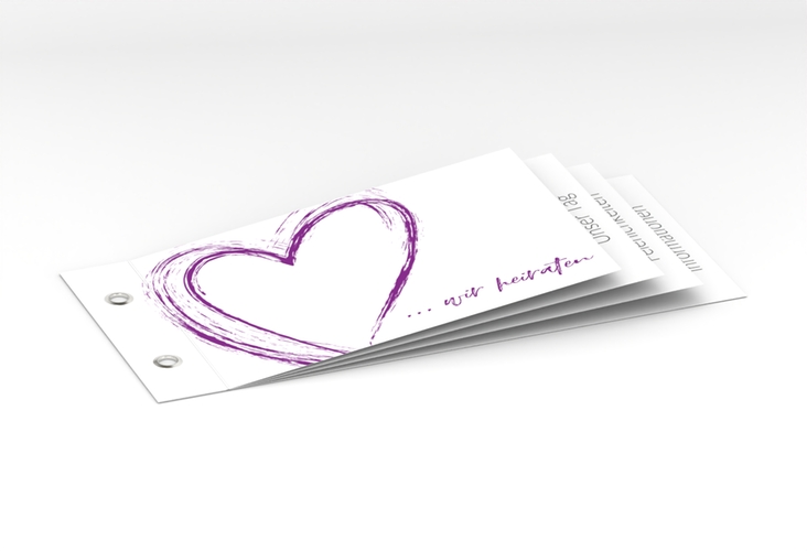 Hochzeitseinladung Liebe Booklet lila hochglanz