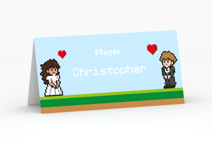 Tischkarte Hochzeit Pixel Tischkarten bunt