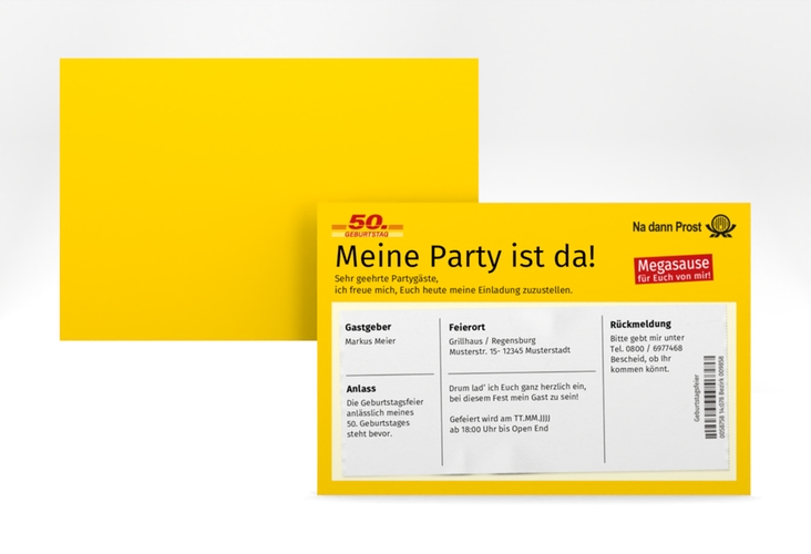 Einladung 50. Geburtstag Zustellung A6 Karte quer