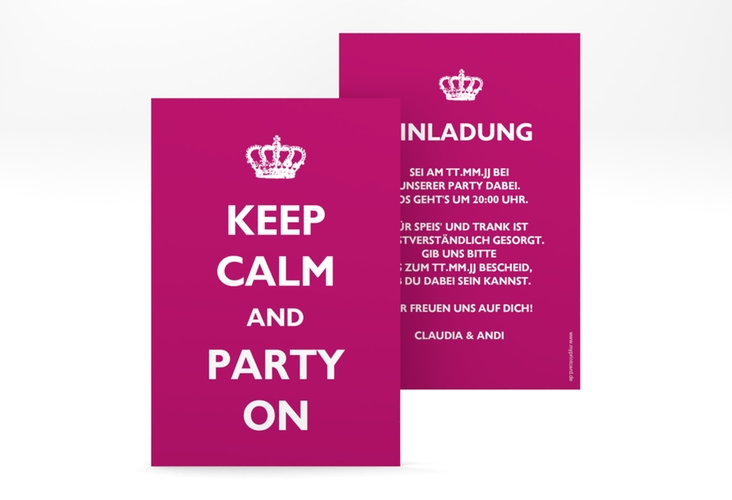 Party Einladungskarte Statement A6 Karte hoch pink