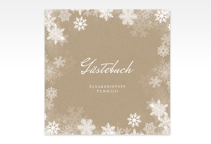Gästebuch Creation Hochzeit Snowfall 20 x 20 cm, Hardcover mit Schneeflocken für Winterhochzeit