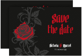 Save the Date-Karte Red Rose A6 Karte quer schwarz