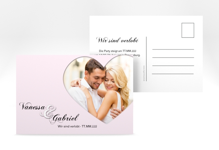 Verlobungskarte Hochzeit Sweetheart A6 Postkarte rosa