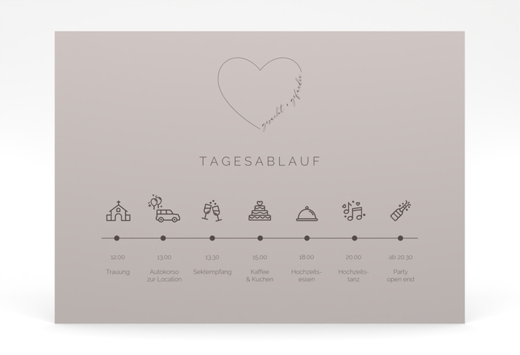Tagesablauf Poster Hochzeit Lebenstraum 70 x 50 cm Poster grau