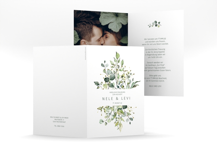 Einladungskarte Hochzeit Enchanting A6 Klappkarte hoch weiss