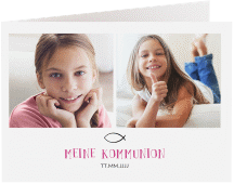 Kommunionseinladung Fidelity A6 Klappkarte quer pink