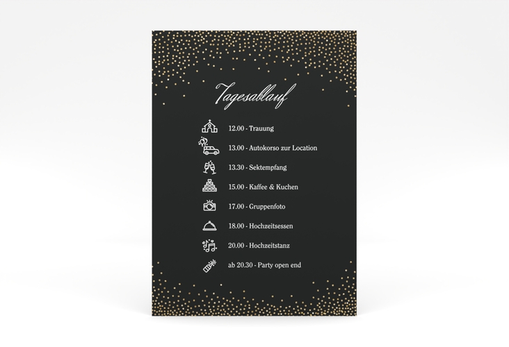 Tagesablauf Poster Hochzeit Glitter 50 x 70 cm Poster schwarz