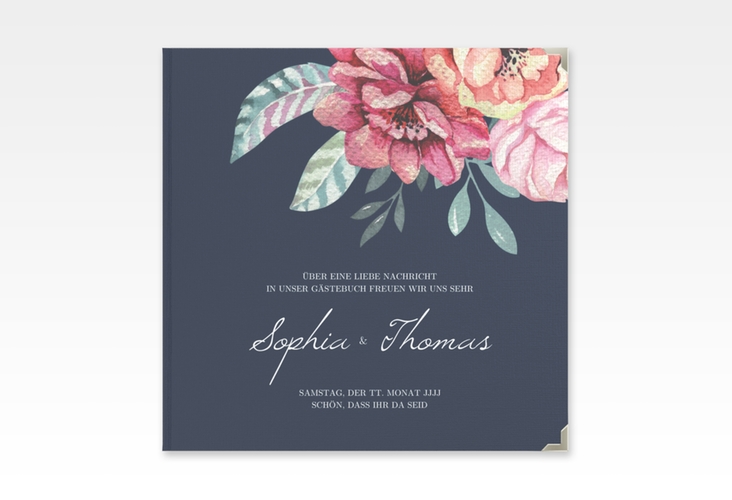 Gästebuch Selection Hochzeit Blooming Leinen-Hardcover blau