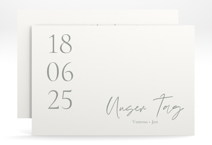 Save the Date-Karte Day A6 Karte quer weiss mit Datum im minimalistischen Design