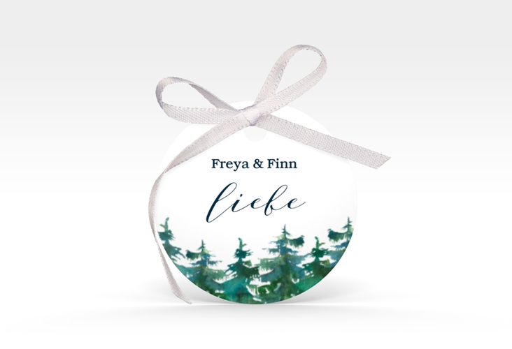 Geschenkanhänger Hochzeit Evergreen Geschenkanhänger, rund weiss