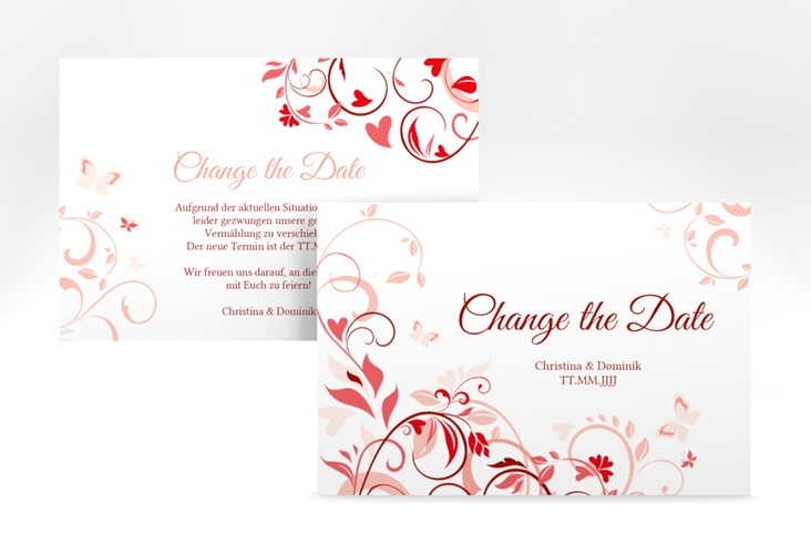 Change the Date-Karte Lilly A6 Karte quer rot hochglanz