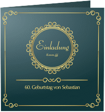 Einladung 60. Geburtstag Bert/Berta quadr. Klappkarte blau