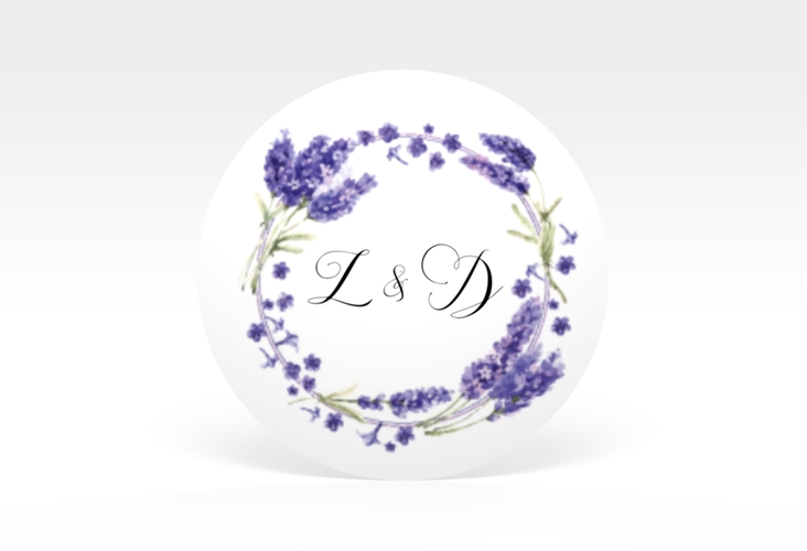 Aufkleber Hochzeit "Lavendel" Aufkleber, selbstklebend, rund