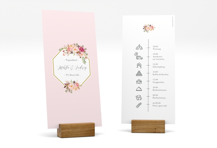 Tagesablauf Hochzeit Prachtvoll lange Karte hoch rosa