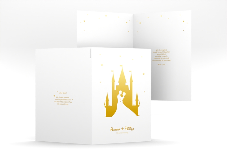 Kirchenheft Hochzeit Castle A5 Klappkarte hoch gold hochglanz