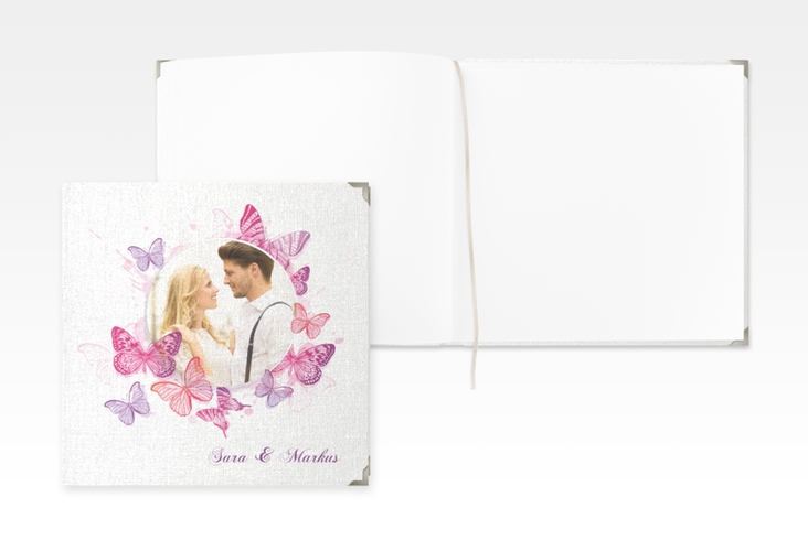 Gästebuch Selection Hochzeit Schmetterlinge Leinen-Hardcover pink