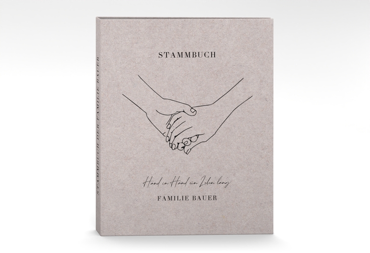 Stammbuch A4 Hands Stammbuch A4 Kraftpapier mit sich haltenden Händen im Monoline-Stil