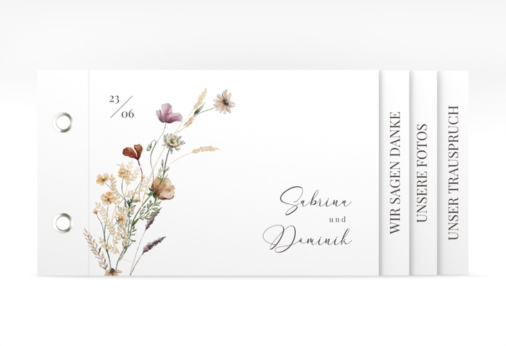 Danksagungskarte Hochzeit Sauvages Booklet mit getrockneten Wiesenblumen