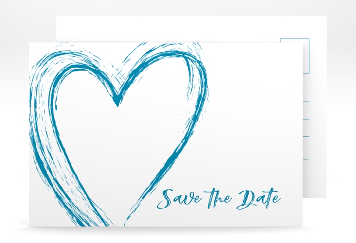 Save the Date-Postkarte Liebe A6 Postkarte tuerkis hochglanz
