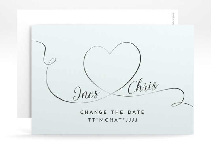 Change the Date-Karte Hochzeit Dolce A6 Karte quer tuerkis hochglanz