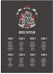 Klick: Details zu Sitzplan Leinwand Hochzeit "Biker" anzeigen Sitzplan Leinwand Hochzeit Biker 50 x 70 cm Leinwand schwarz mit Rocker-Paar auf Motorrad