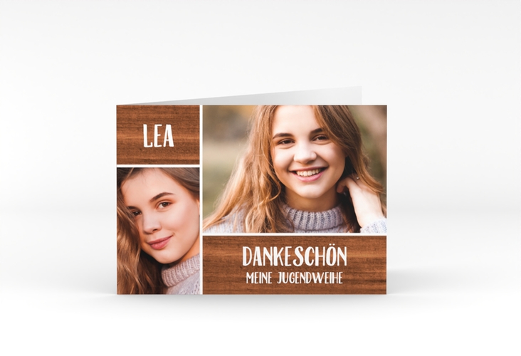 Danksagung Jugendweihe Texture A6 Klappkarte quer braun