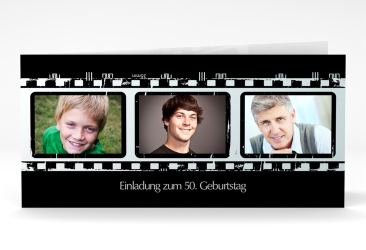 Einladung 50. Geburtstag Christian/Christine lange Klappkarte quer