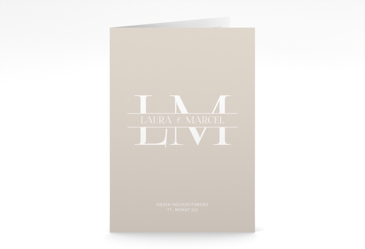 Menükarte Hochzeit Monogramm A5 Klappkarte hoch
