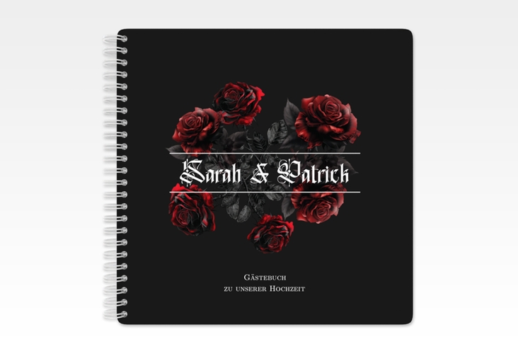Gästebuch Hochzeit Gothic Rose Ringbindung schwarz