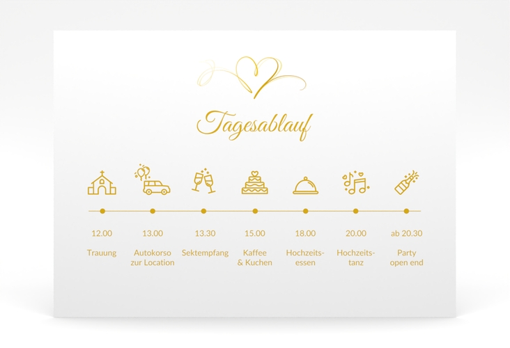 Tagesablauf Poster Hochzeit Envie 70 x 50 cm Poster gold
