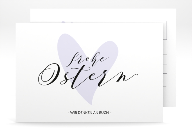 Osterkarte Osterherz A6 Postkarte flieder hochglanz