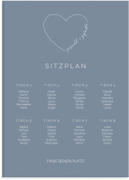 Klick: Details zu Sitzplan Leinwand Hochzeit "Lebenstraum" anzeigen Sitzplan Leinwand Hochzeit Lebenstraum 50 x 70 cm Leinwand blau