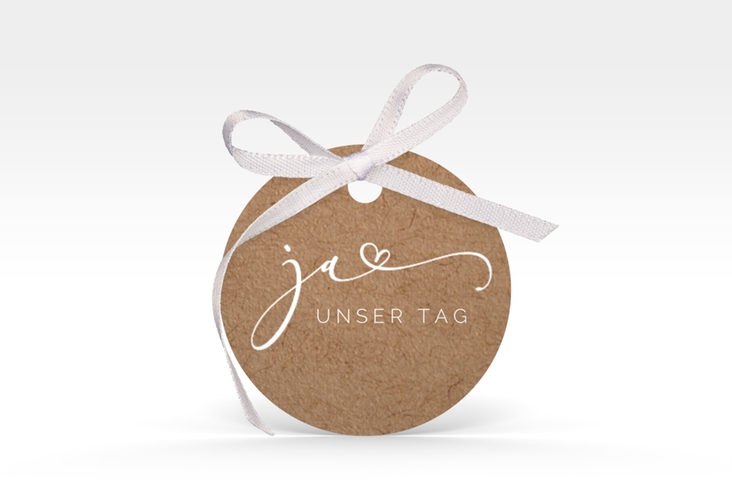 Geschenkanhänger Hochzeit Jawort Geschenkanhänger, rund modern minimalistisch mit veredelter Aufschrift