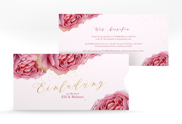 Hochzeitseinladung Cherie Einsteckkarte gold