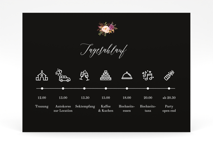 Tagesablauf Poster Hochzeit Prachtvoll 70 x 50 cm Poster schwarz