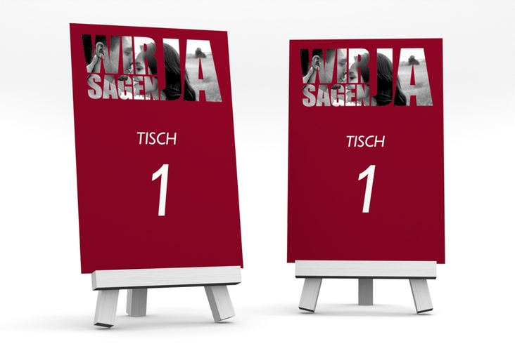 Tischnummer Hochzeit Letters Tischaufsteller rot