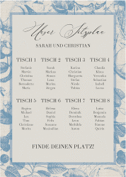 Klick: Details zu Sitzplan Poster Hochzeit "Toile" anzeigen Sitzplan Poster Hochzeit Toile 50 x 70 cm Poster blau mit Blättermuster im Toile-de-Jouy-Stil