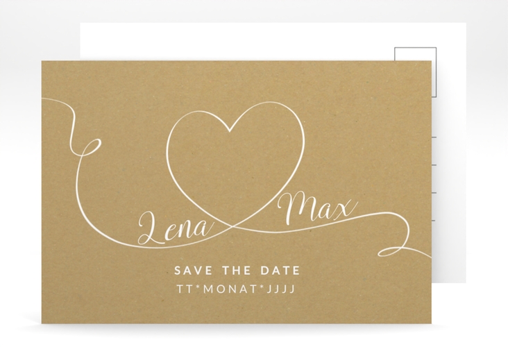 Save the Date-Postkarte Herzensbund A6 Postkarte weiss