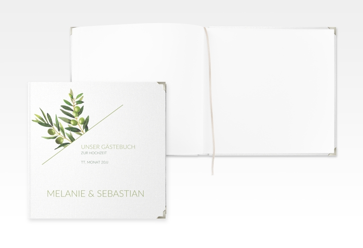 Gästebuch Selection Hochzeit Olivenzweig Leinen-Hardcover weiss