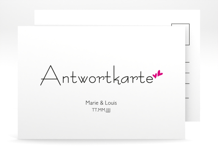 Antwortkarte Hochzeit  Twohearts A6 Postkarte pink