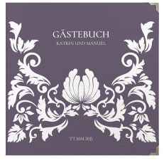 Klick: Details zu Gästebuch Selection Hochzeit "Royal" anzeigen Gästebuch Selection Hochzeit Royal Leinen-Hardcover lila mit barockem Blumen-Ornament