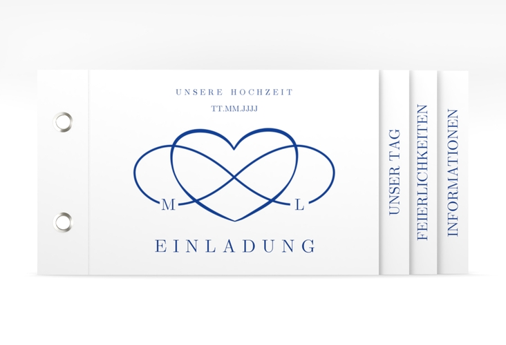Hochzeitseinladung Infinity Booklet blau