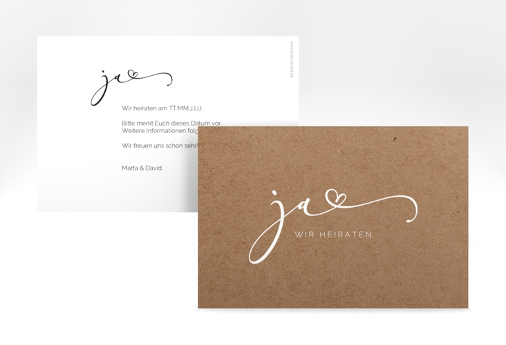 Save the Date-Karte Jawort A6 Karte quer hochglanz modern minimalistisch mit veredelter Aufschrift