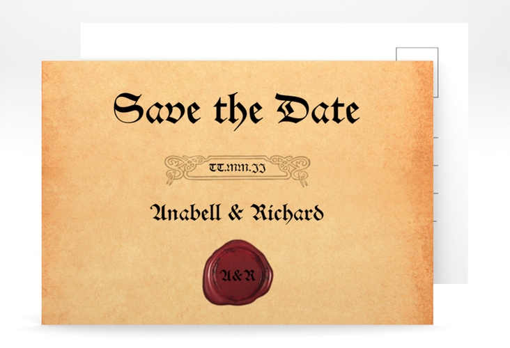 Save the Date-Postkarte Mittelalter A6 Postkarte beige