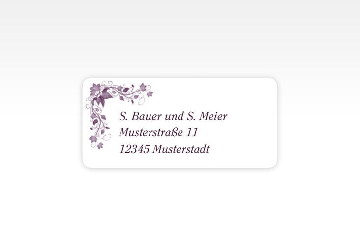 Absenderetikett Hochzeit Erfurt 45,7 x 21,2 mm mit Weinranken in Violett