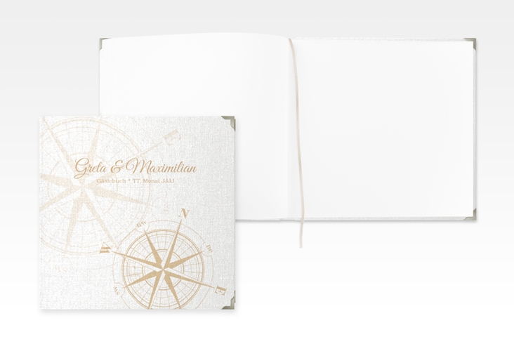 Gästebuch Selection Hochzeit Windrose Leinen-Hardcover beige